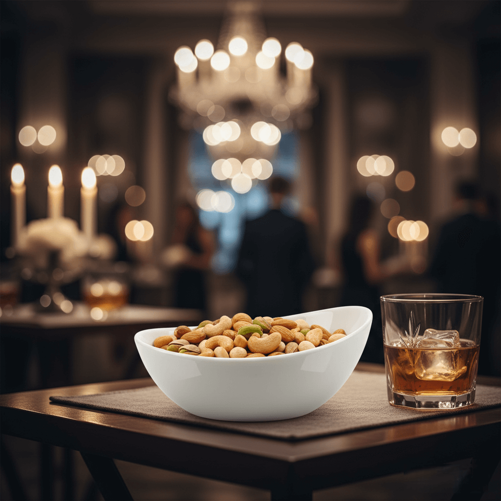 Bol elegant din porțelan PIM MOOD pentru mix alune, recipient gustări bar evenimente, accesorii recepție nuntă
